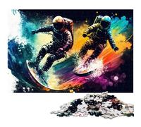 Astronaut Surfing Jigsaw Puzzles 1000 Pieces for Adults Jigsaw Puzzles Perfect for Family Gatherings, Birthdays, Holidays 50x75CM/19.68x29.52inch