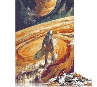 Astronaut Surfing Jigsaw Puzzles 1000 Pieces for Adults Wooden Puzzles Brain Exercise Challenge Game Entertainment Gifts Teenagers Family Activity 1000pcs (75x50cm)