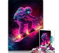 Astronaut Surfing Jigsaw Puzzles for Adults 1000 Piece,Challenging Game Toys Every Piece Is Unique - Challenging Family Fun Game 50x75cm
