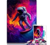 Astronaut Surfing Jigsaw Puzzles for Teenagers 1000,Toys Educational Games Stress Relieving Suitable for Desktop Decoration (38x26cm)