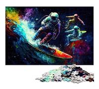 Astronaut Surfing JigsawPuzzle 1000 Pieces for Adults Challenging Puzzles Brain Teaser, Adult Game, Family Interactive Activity 50x75CM/19.68x29.52inch
