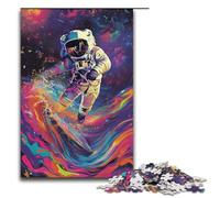 Astronaut Surfing Wooden Jigsaw Puzzle for Adults Wooden Jigsaw Puzzle 1000 Pieces Creative Gift for Teens And Adults
