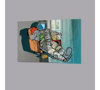 Astronaut The Audience With And Popcorn Sitting In A Chair. Loneliness In Space. Pop Art Retro (Mirror Art Print) / 61X41Cm