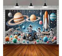 Astronaut Theme Backdrop for Photography Kids Birthday Party Balloon Outer Space Planet Galaxy Cake Smash Photo Background Decor