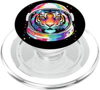 Astronaut Tiger Adventure Vibrant Colorful Space Funny PopSockets PopGrip for MagSafe