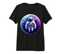 Astronaut Vibrant Planet Cosmic Space Celestial Adventure Premium T-Shirt