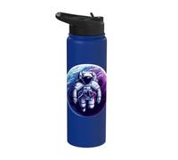 Astronaut Vibrant Planet Cosmic Space Celestial Adventure Stainless Steel Insulated Water Bottle