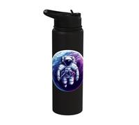 Astronaut Vibrant Planet Cosmic Space Celestial Adventure Stainless Steel Insulated Water Bottle