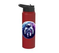 Astronaut Vibrant Planet Cosmic Space Celestial Adventure Stainless Steel Insulated Water Bottle