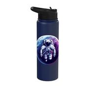 Astronaut Vibrant Planet Cosmic Space Celestial Adventure Stainless Steel Insulated Water Bottle