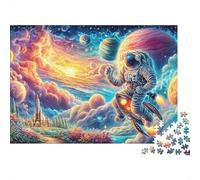 Astronaut & Vortex 1000 Piece Puzzle for Adults Astronaut Rocket Surfing Cosmic Clouds Premium Thick Sturdy Vibrant Challenging Hard Gift38x26cm/1000pcs