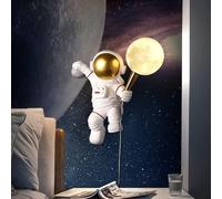 Astronaut Wall Sconce modern cartoon children's moon wall lamp 3D moon shape acrylic lampshade LED bedside wall light night light dimmable suitable for boys and girls bedroom corridor aisle(1PC-Right)