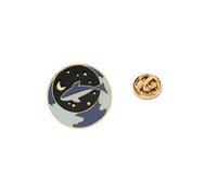 Astronaut Whale Star Love Pin Set Sturdy Alloy Metal Couple Accessory with Gold Silver Finish Peach Blue Options Romance Space Themed Couple Pins