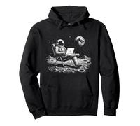 Astronaut With Laptop On The Moon Spaceman Astronomy Sci Fi Pullover Hoodie