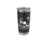 Astronaut with Laptop On The Moon Spaceman Astronomy Sci Fi Stainless Steel Insulated Tumbler