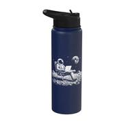 Astronaut with Laptop On The Moon Spaceman Astronomy Sci Fi Stainless Steel Insulated Water Bottle