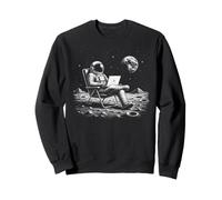 Astronaut With Laptop On The Moon Spaceman Astronomy Sci Fi Sweatshirt