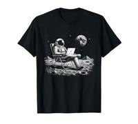 Astronaut with Laptop On The Moon Spaceman Astronomy Sci Fi T-Shirt