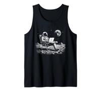 Astronaut with Laptop On The Moon Spaceman Astronomy Sci Fi Tank Top