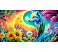 Astronaut-with-Rainbow-Wings-Flying-Over-Christmas-Village Jigsaw Puzzles for Adults: 1000-Piece Recycled Cardboard - Decoration 38x26cm/1000pcs