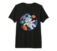 Astronaut Wolf in Space Simple Animals Galaxy Premium T-Shirt