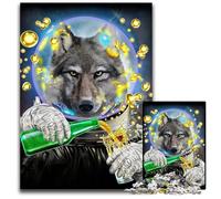 Astronaut Wolf Jigsaw Puzzles for Adults 1000 Puzzles for Adults Family Interactive Game Craft Gift with Colorful Artwork 1000 PCS(75x50cm)