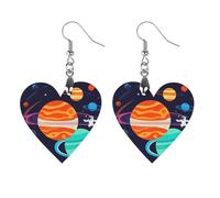 Astronaut Wooden Earrings for Women, Vintage Elegant Wood Jewelry, Lightweight Earrings for Wedding, Party, Everyday Jewelry Gift, Love, Wood, wood