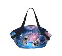 Astronauta Planet 37'' Convertible Round Picnic Blanket Bag, 2-in-1 Portable Printed Camping Mat with Shoulder Straps