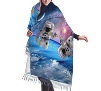 Astronauta Planet Printing Scarfs For Women Christmas Fall Winter Scarves Pashmina Shawls And Wraps For All Season Gift