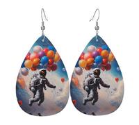 Astronauts And Balloons Leather Earrings For Women Dangle, Piercing Teardrop Earrings Lightweight Jewelry Gifts For Women Girls
