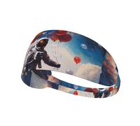 Astronauts And Balloons Printing One-Pack Comfortable Elastic Exercise Headband Athletic Band 4.3 * 13.4in Soft And Breathable â€‹