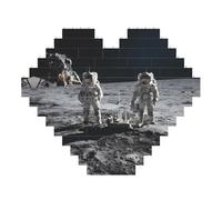 Astronauts At Work Block Puzzle - Heart-Shaped 3d Customizable Photo Puzzle, Abs Blocks - Fun Diy Educational Toy For Kids And Adults
