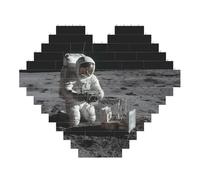 Astronauts At Work Block Puzzle - Heart-Shaped 3d Customizable Photo Puzzle, Abs Blocks - Fun Diy Educational Toy For Kids And Adults