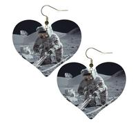 Astronauts At Work Stylish Leather Earrings â€“ Heart-Shaped Pvc Leather Dangle Earrings With 925 Silver-Plated Hooks, Fashionable Lightweight Jewelry For Women