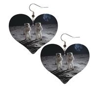 Astronauts At Work Stylish Leather Earrings â€“ Heart-Shaped Pvc Leather Dangle Earrings With 925 Silver-Plated Hooks, Fashionable Lightweight Jewelry For Women