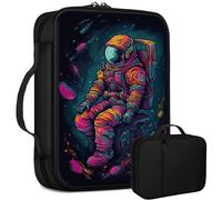 Astronauts Bible Bag Large Bible Case Cover for Women Men, Multi-Functional Church Bag Bible Protector with Handle Zippered Pocket Christian Gift Bible Study Supplies