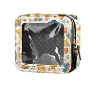 Astronauts Constellations Planets Mini Clear Make Up Bag Skin Care Cosmetic Containers for Women, Seamless Baby Pattern Lion Giraffe Monkey, One Size