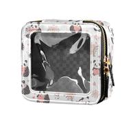 Astronauts Constellations Planets Mini Clear Make Up Bag Skin Care Cosmetic Containers for Women, Template Pattern Day Love Pandas Pink, One Size
