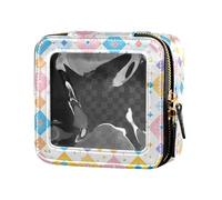 Astronauts Constellations Planets Mini Clear Make Up Bag Skin Care Cosmetic Containers for Women, Watercolor Plaid Multicolor, One Size