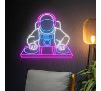 Astronauts DJ LED Neon Sign USB Adjustable Brightness Living Room Bars Barbers Pub Wedding Party Salon Club Gatherings Gaming Room Man Cave Halloween Christmas Birthday Art Wall Decor