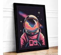 Astronaut's Dream Modern Framed Wall Art Print A2 (59.4×42cm) Black, Wall Decor for Living Room, Bedroom, Office & Home, Ready to Hang, Art Gift