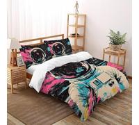 Astronauts DuvetCover 3D Printed Outer Space Boys Girls Three-piece Set UltraSoft Microfiber Includes 2 Pillowcases Invisible Zipper Double（200x200cm）