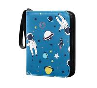 Astronauts Exploring The Galaxy in Space Card Binder with 4 Pockets,Portable Zip Card Collection Binder for Trading Card Albums 50 Pages 400 Pockets,Sports Games Card Folder