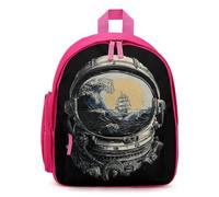 Astronaut's Helmet with Waves And A Ship Simple Backpacks Casual Daypacks Lightweight Rucksack for Camping Hiking Travel