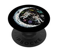 Astronauts Moon Swing Planets Space Galaxy Colorful Universe PopSockets Adhesive PopGrip
