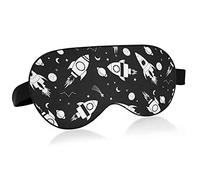 Astronauts, Planets, Spaceships and Stars Seamless Eye Masks Cover Blocks Light Sleep Mask Shade Cover Blindfold Relaxing Eyeshade Cover with Adjustable Head Strap for Men Women Kids