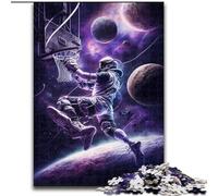 Astronauts Playing Basketball 1000 Piece Jigsaw Puzzles, for Educational Game Challenge Toy Birthday Present, Gifts, Wall Art (26x38cm)