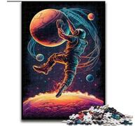 Astronauts Playing Basketball 1000 Piece Jigsaw Puzzles for Teenagers, Interesting Stress Reduction Parent-child Interaction (50x75cm)