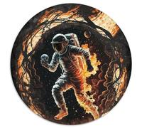 Astronauts Playing Basketball 1000 Pieces Puzzle Gifts Round Jigsaw Puzzles 1000 Pieces for Adults for Home Decor, Brain Training 67.5x67.5cm