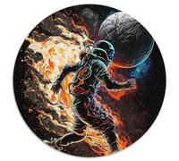 Astronauts Playing Basketball Jigsaw Puzzles for Adults 1000 Round Jigsaw Puzzle 1000 Pieces for Family And Friends, Suitable for Ages 14+ 67.5x67.5cm